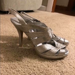 Silver sparkly heels